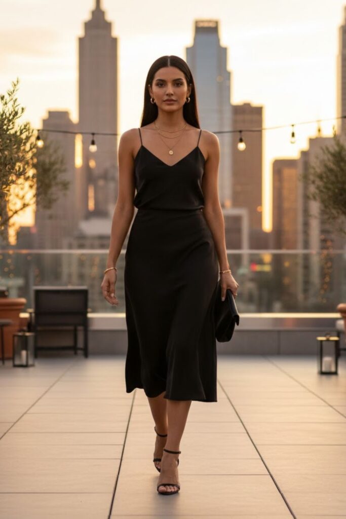 3. Satin Cami and Strappy Heels