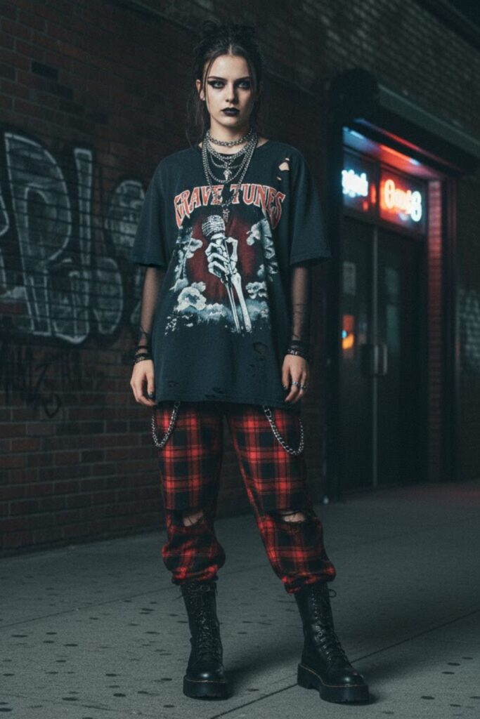 4. Grunge-Inspired Layered Fit