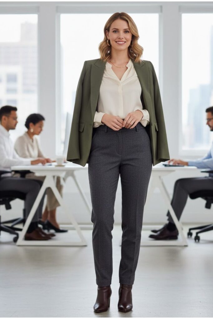 4. High-Waisted Trousers and Blouse