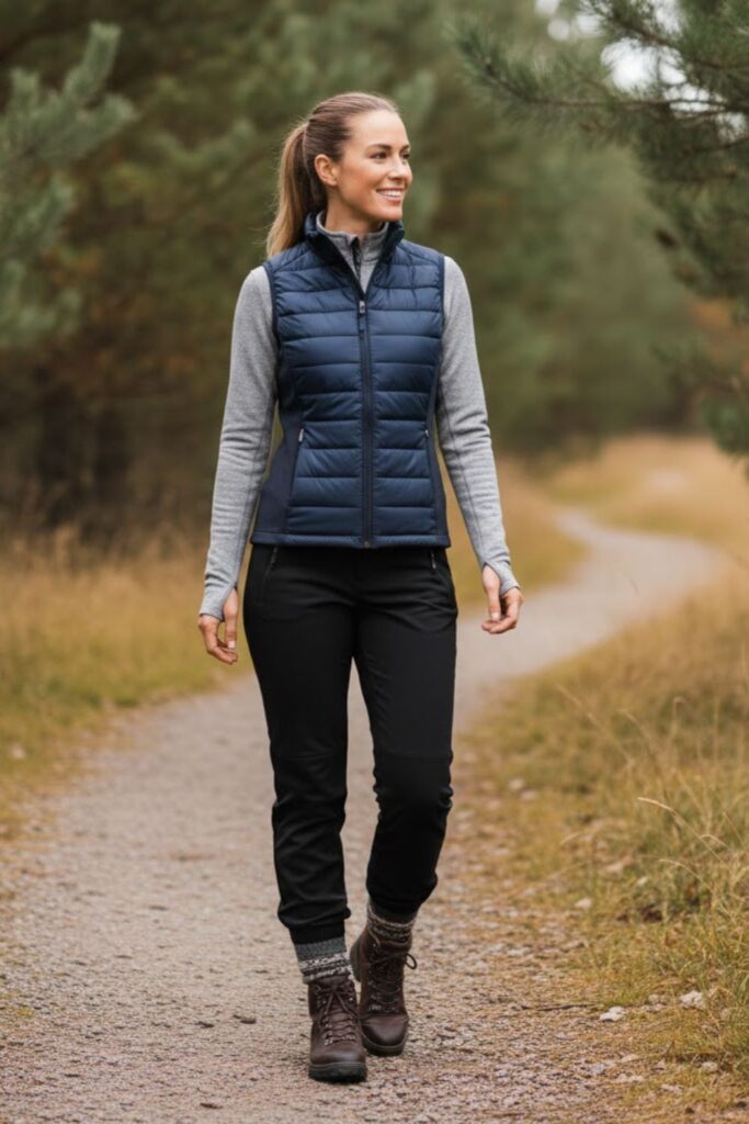 4. Insulated Vest with Long-Sleeve Base Layer and Tights
