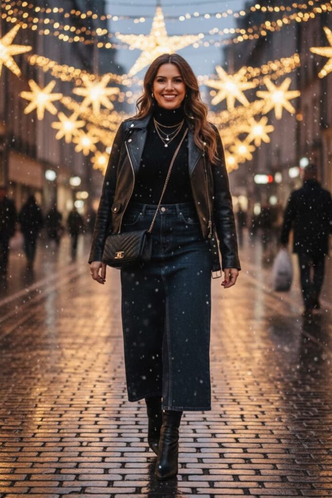 4. Modern Edge with a Leather Jacket