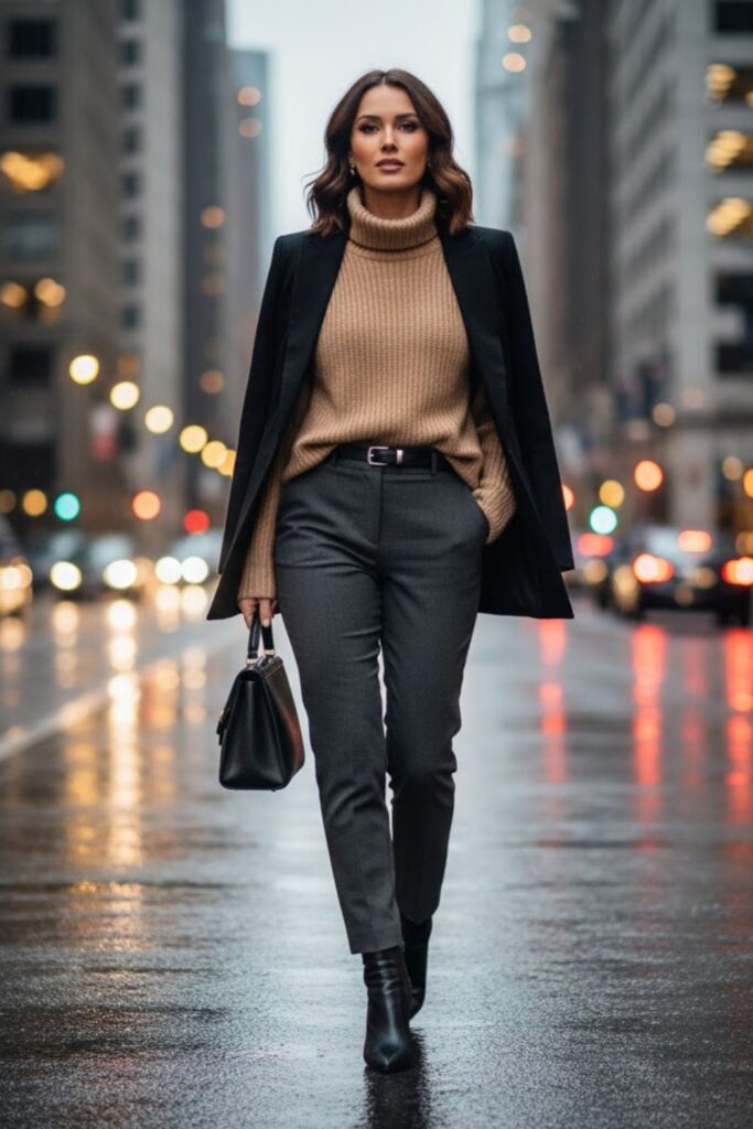 4. Oversized Sweater with Straight-Leg Pants