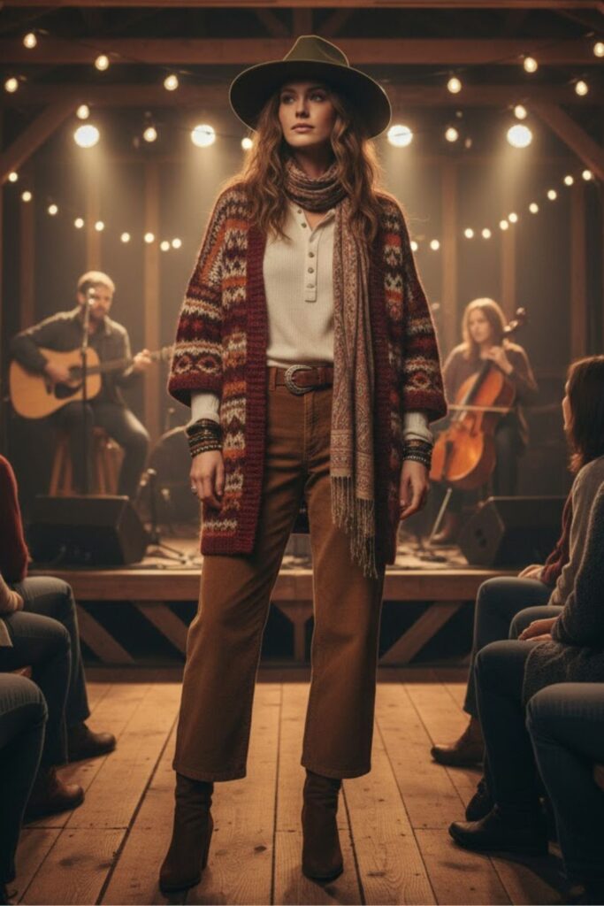 5. Cozy Boho Layered Outfit