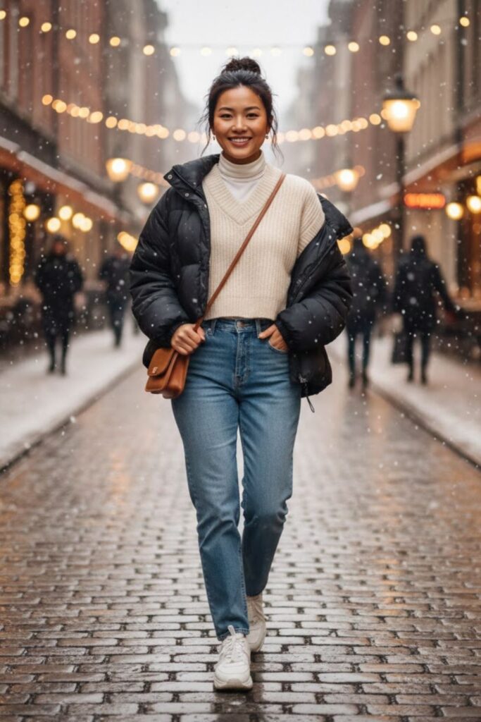 5. Cropped Sweater Vest with High-Waisted Jeans