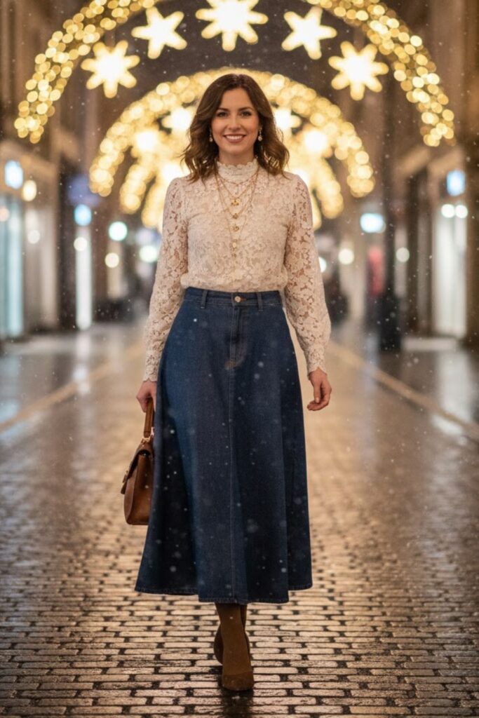 5. Feminine Charm with a Lace Blouse