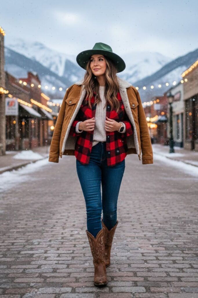 5. Plaid Shirt and Dark Skinny Jeans