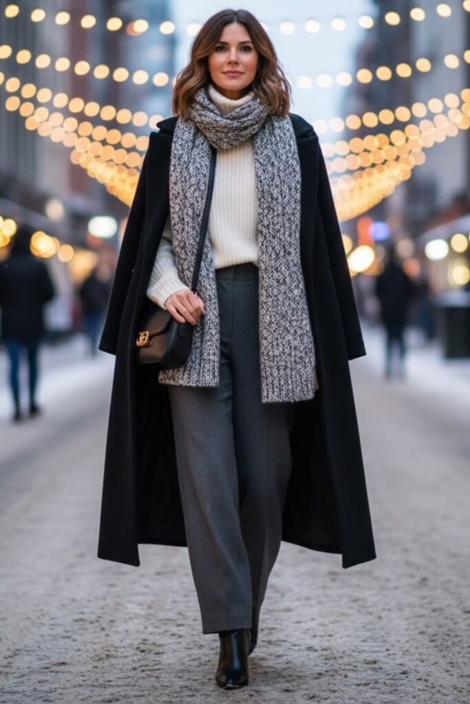 5. Turtleneck Sweater with Wide-Leg Pants