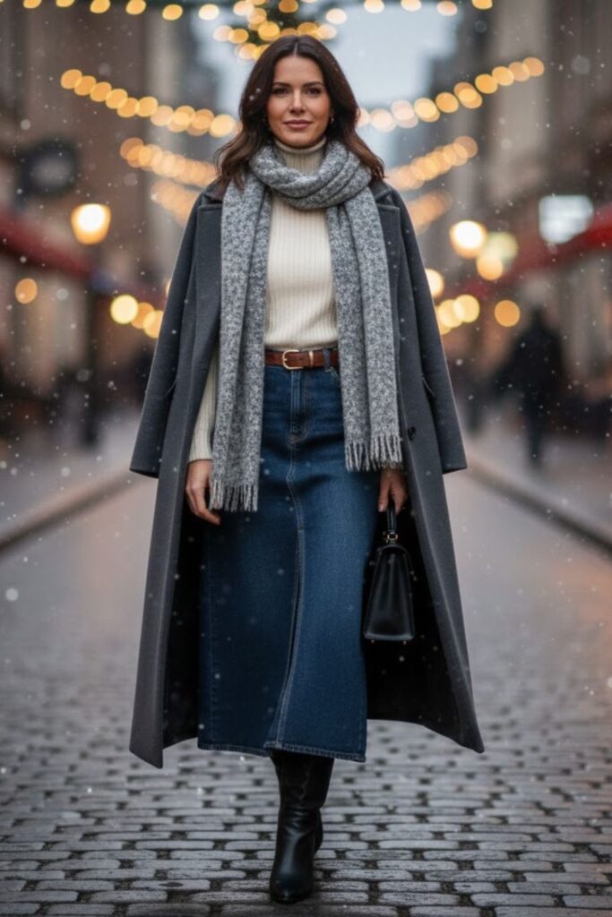 5. Wool Coat and Scarf Ensemble