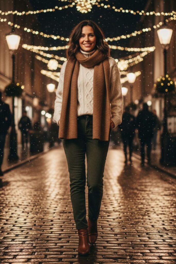 6. Corduroy Pants with Knit Sweater