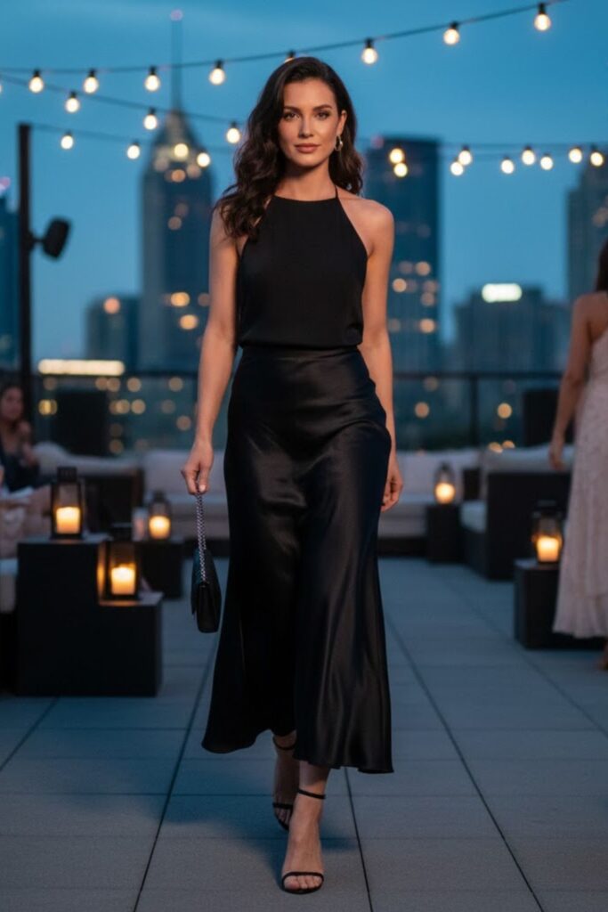 6. Halter Neck Top and Strappy Heels