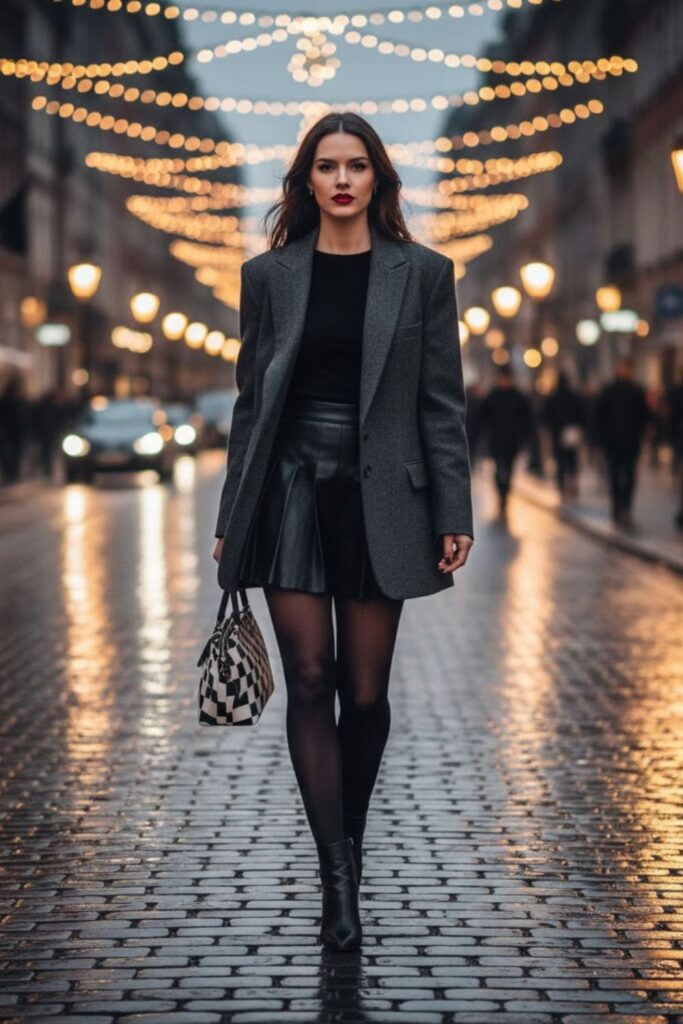 6. Oversized Blazer and Tights