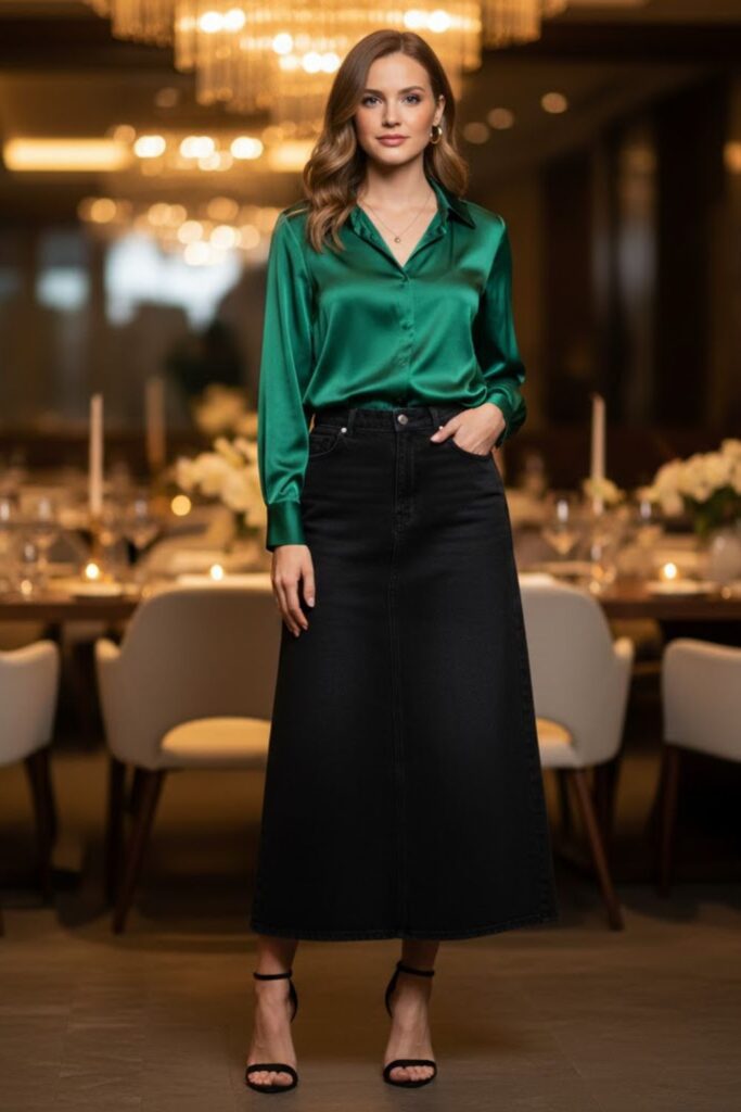 6. Sleek and Feminine with a Satin Blouse