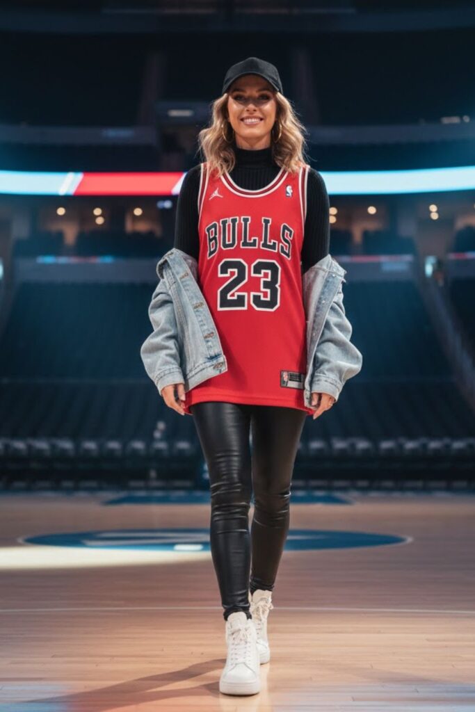 6. Team Jersey Layered Over Turtleneck