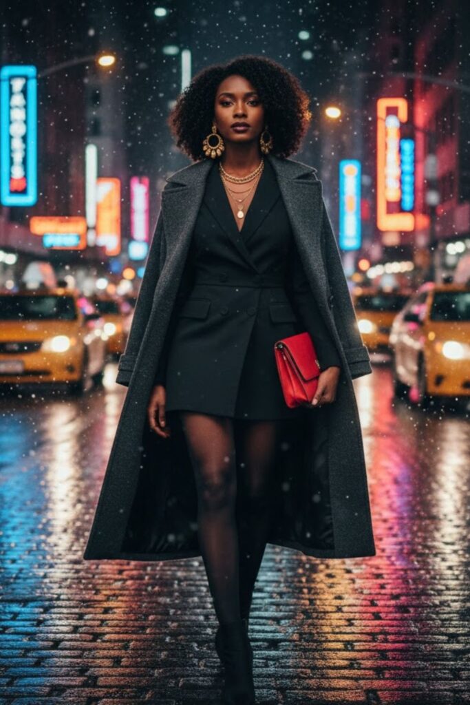 7. Blazer Dress with Ankle Boots