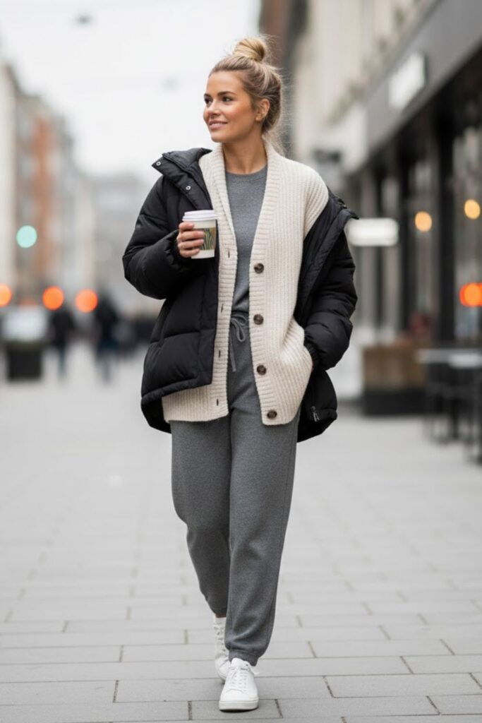 7. Knitted Waistcoat with Long-Sleeve Tee and Joggers