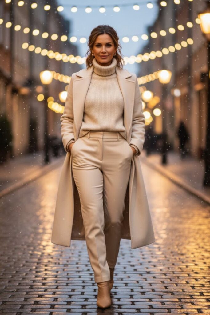 7. Monochrome Cream Ensemble