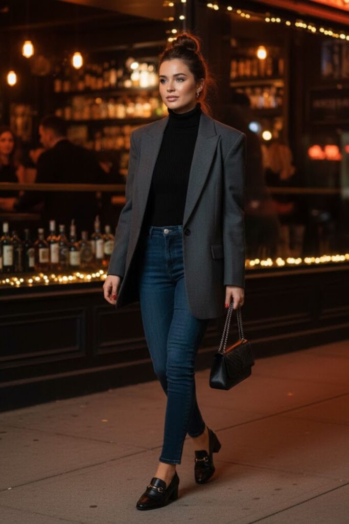 7. Oversized Blazer with Skinny Jeans