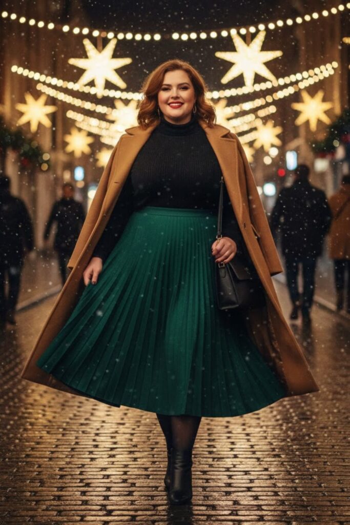 7. Turtleneck with Midi Skirt and Ankle Boots