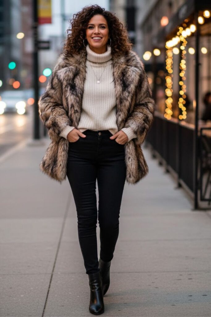 8. Black Skinny Jeans with Statement Coat