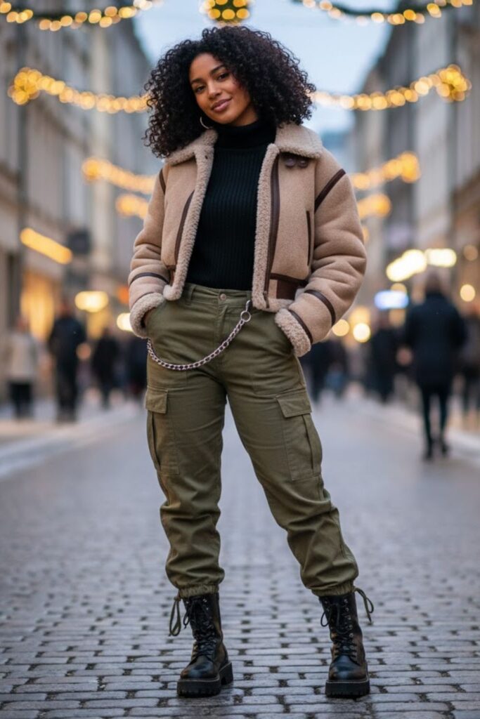 8. Cargo Pants with Cropped Jacket