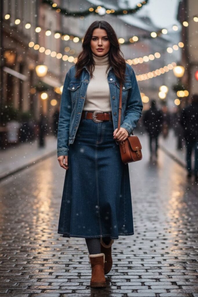 8. Denim-on-Denim Winter Look