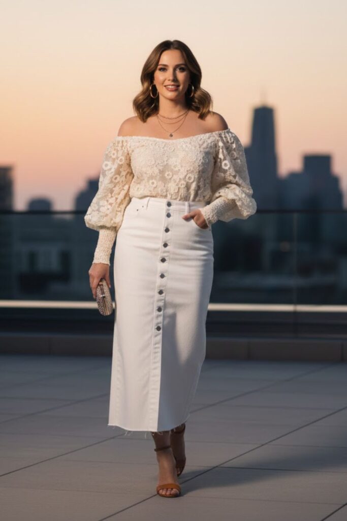8. Effortless Glam with an Off-Shoulder Top