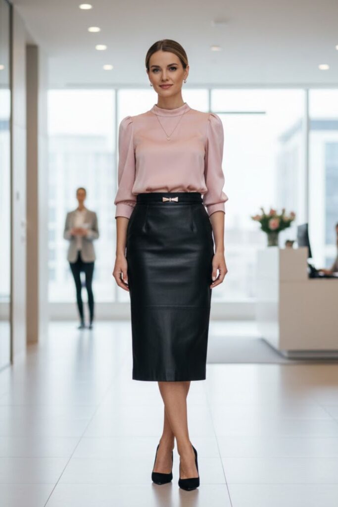 8. Fitted Blouse and High Heels