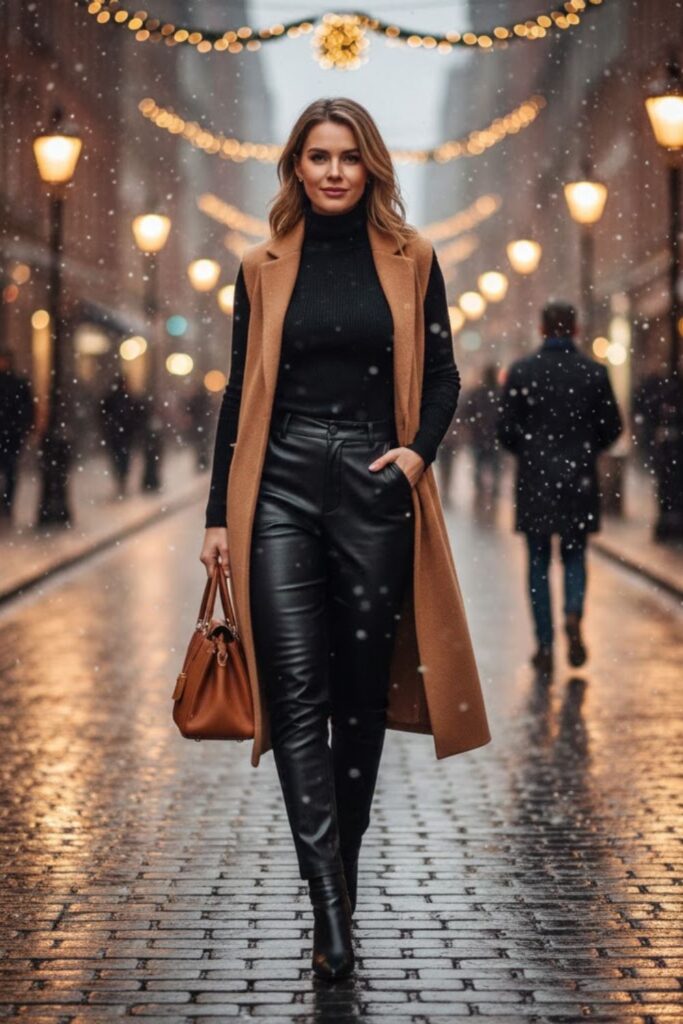8. Sweater Vest with Leather Pants