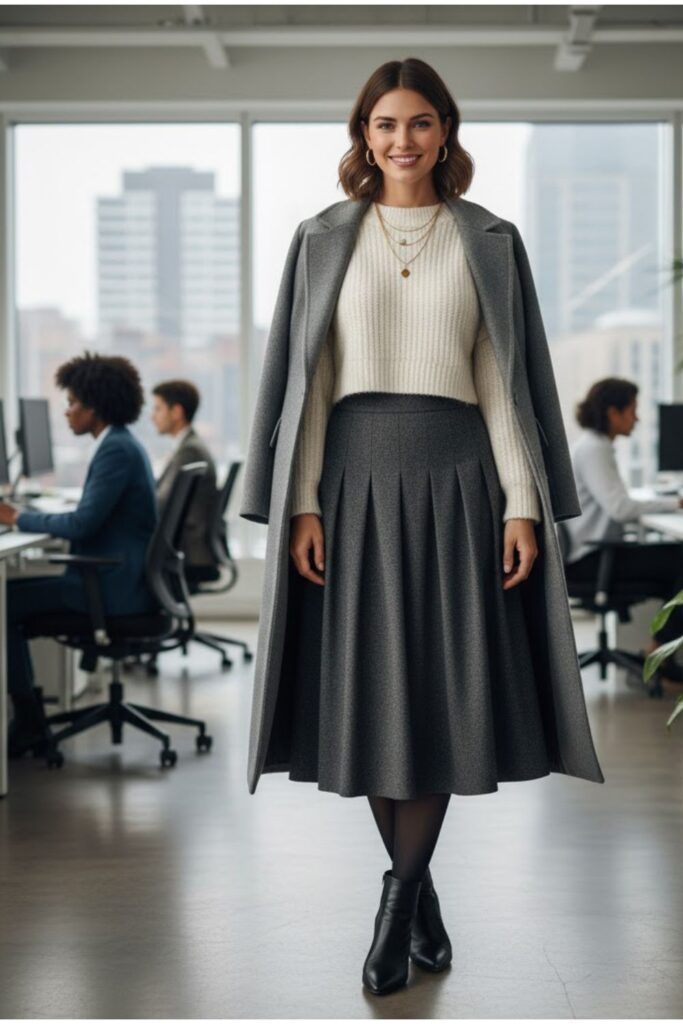 9. Cropped Sweater with Midi Skirt