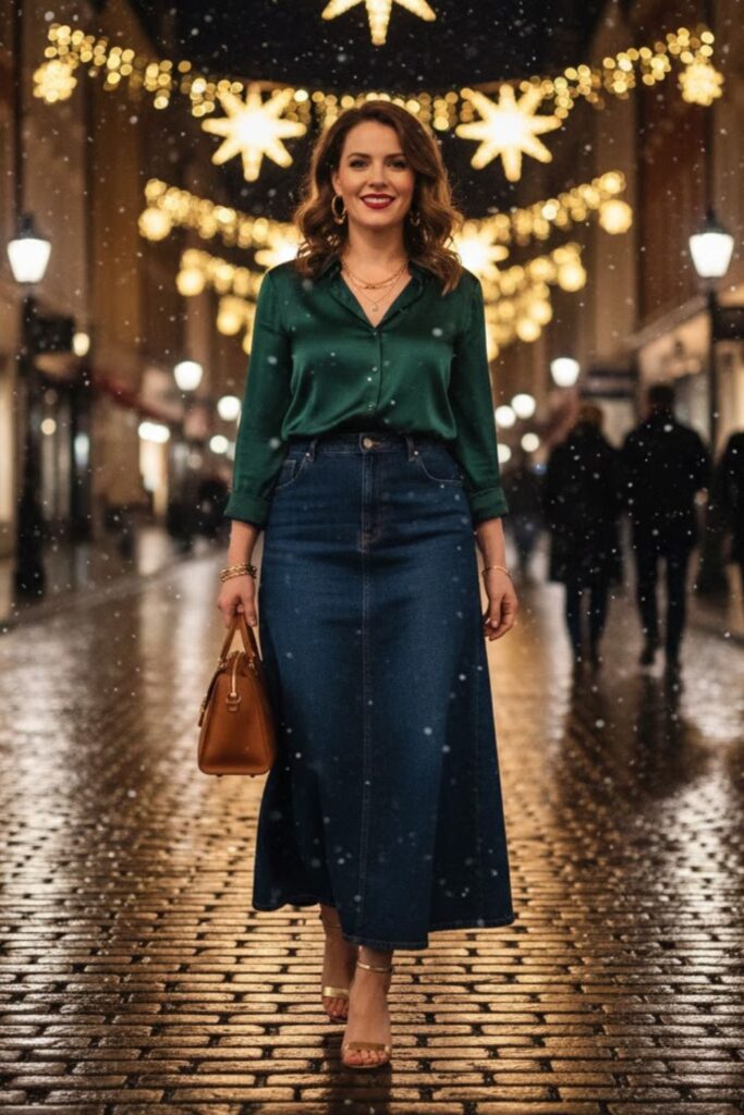 9. Date Night Elegance with a Satin Blouse