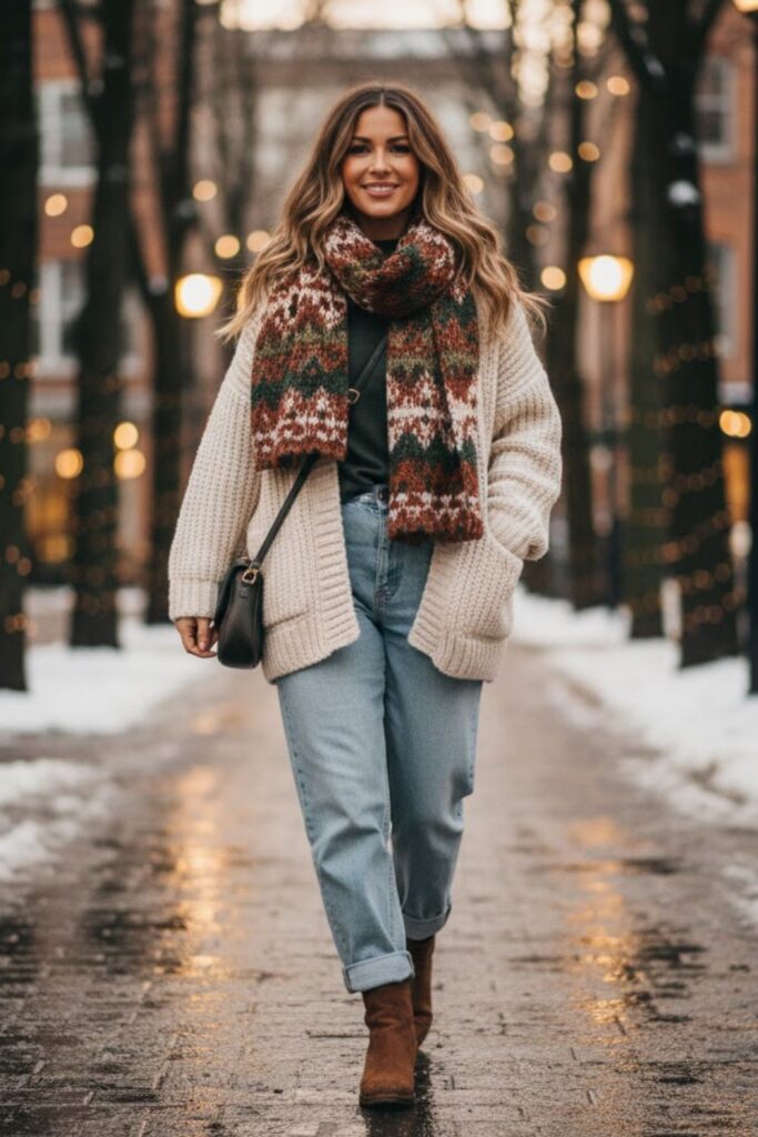 9. Knit Cardigan and Scarf