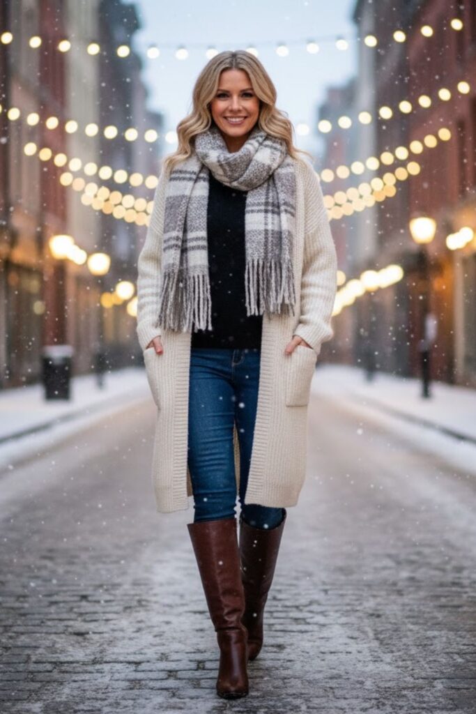 9. Longline Cardigan with Skinny Jeans