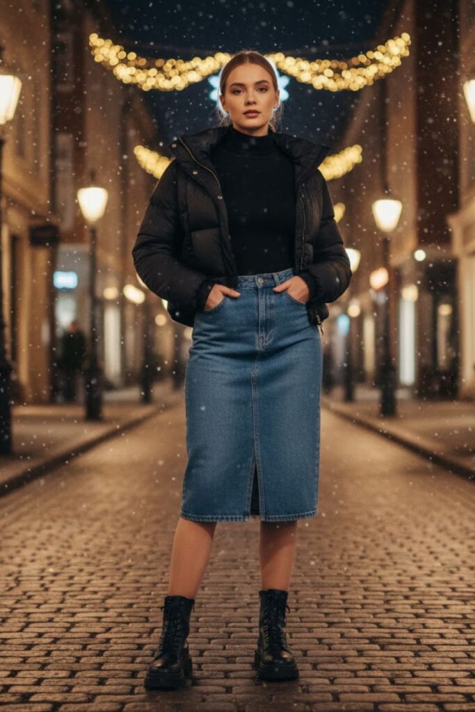 9. Puffer Jacket and Chunky Boots