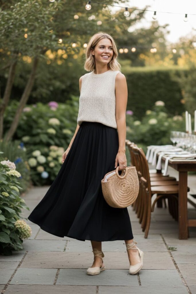 9. Sleeveless Knit Top and Espadrilles