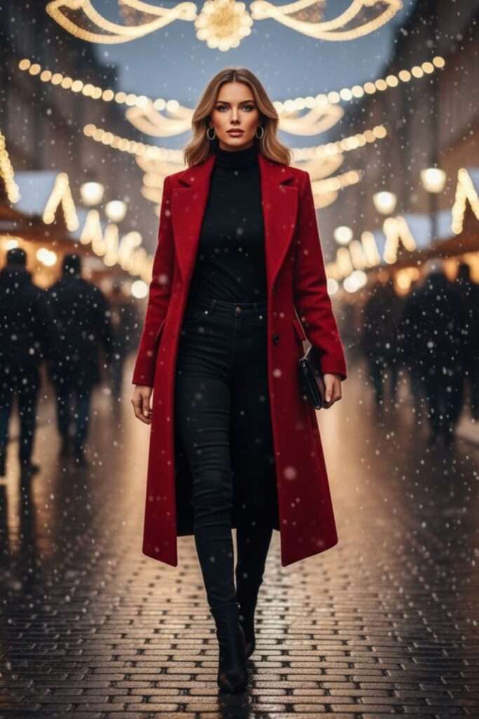 All-Black Outfit with Statement Coat