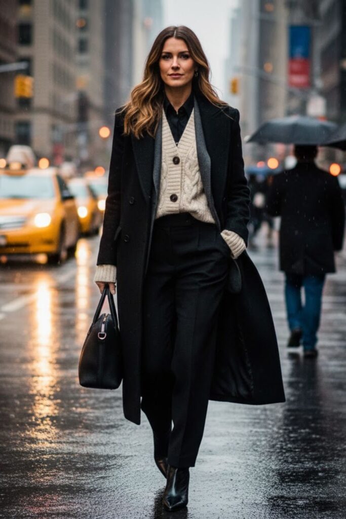 Blazer with Layered Knitwear