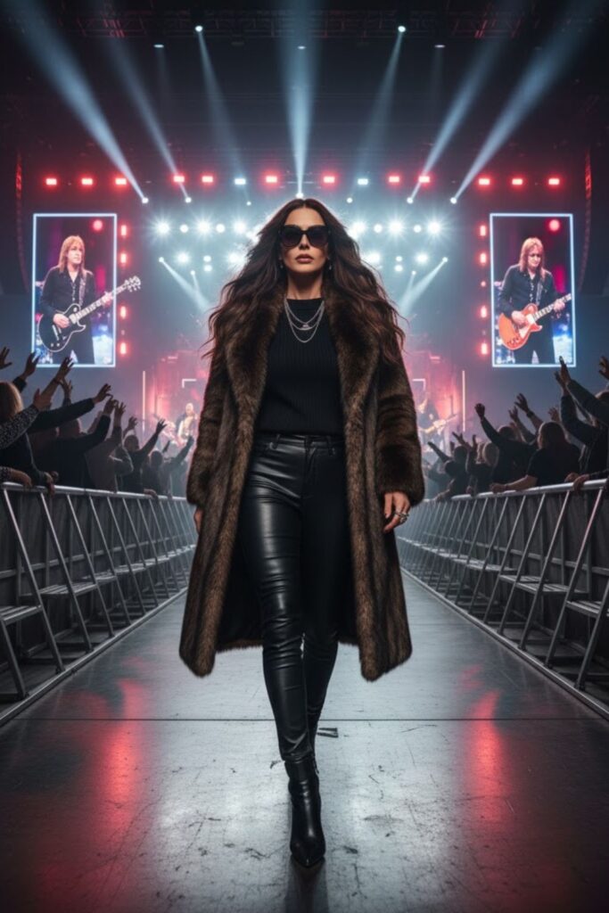 Classic Rockstar Glam Coat Look