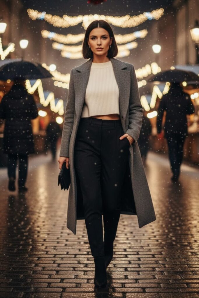  Cropped Sweater with High-Waist Trousers