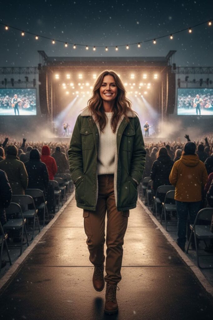 Fleece-Lined Utility Jacket + Fitted Crewneck + Cargo Pants + Hiking Boots