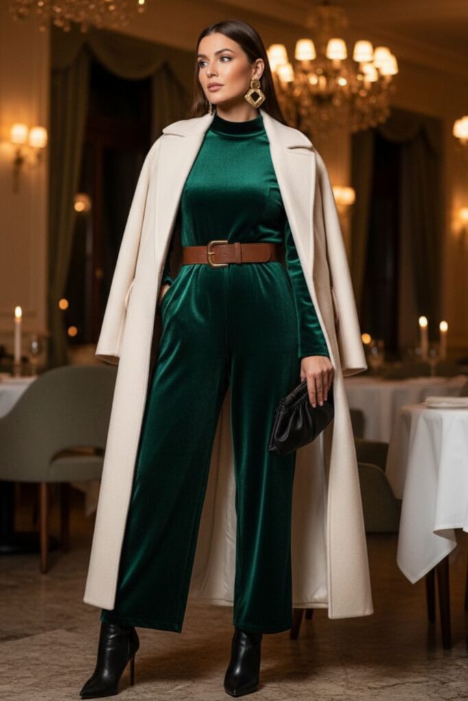 Jumpsuit with Belted Coat