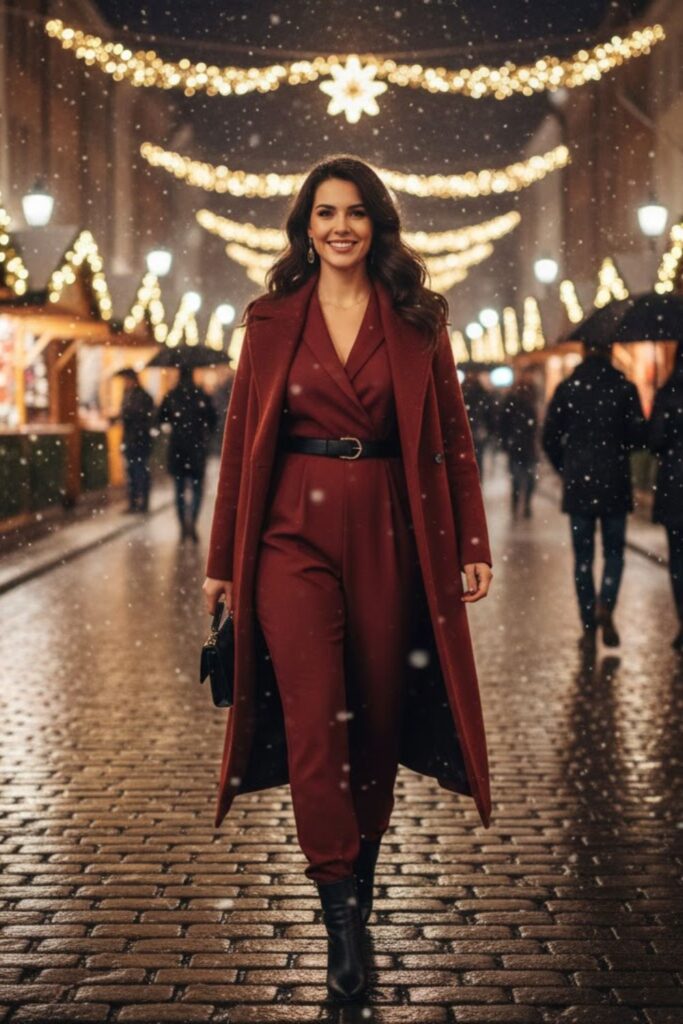Jumpsuit with a Belted Coat