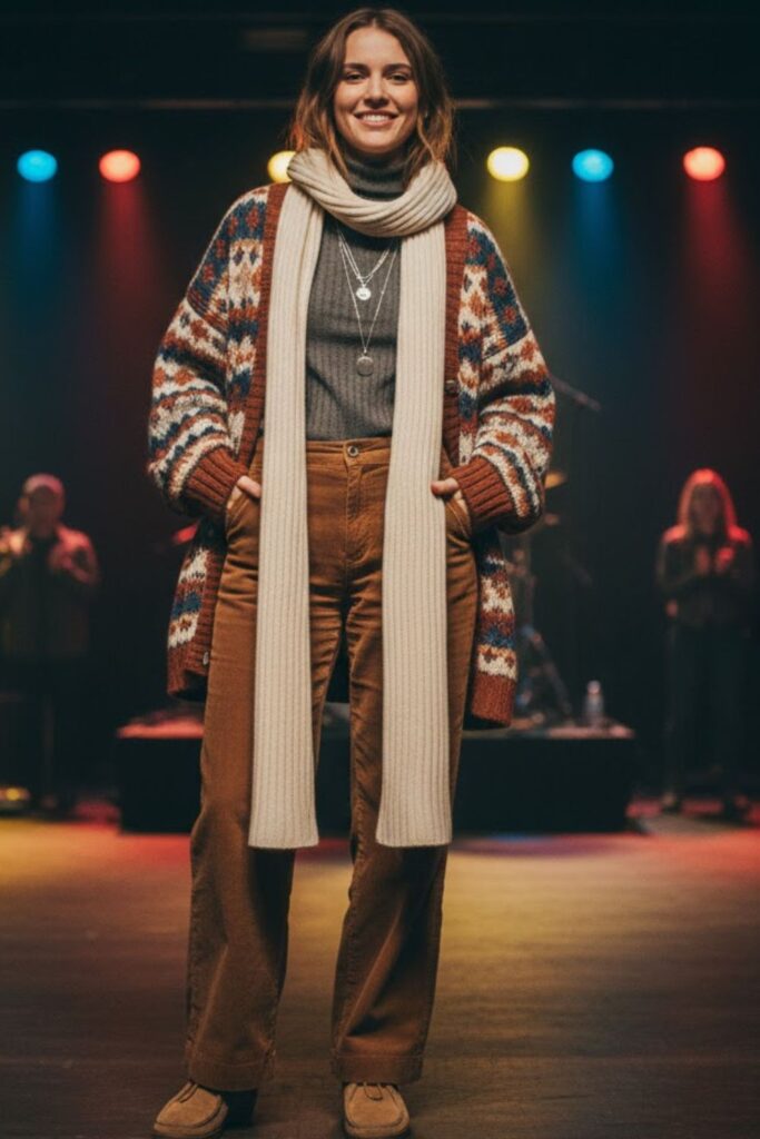Knit Cardigan and Scarf Combo
