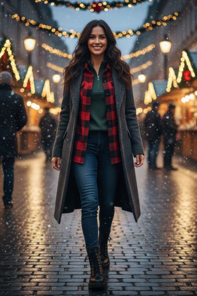Layered Look with Thermal Top, Flannel, and Coat