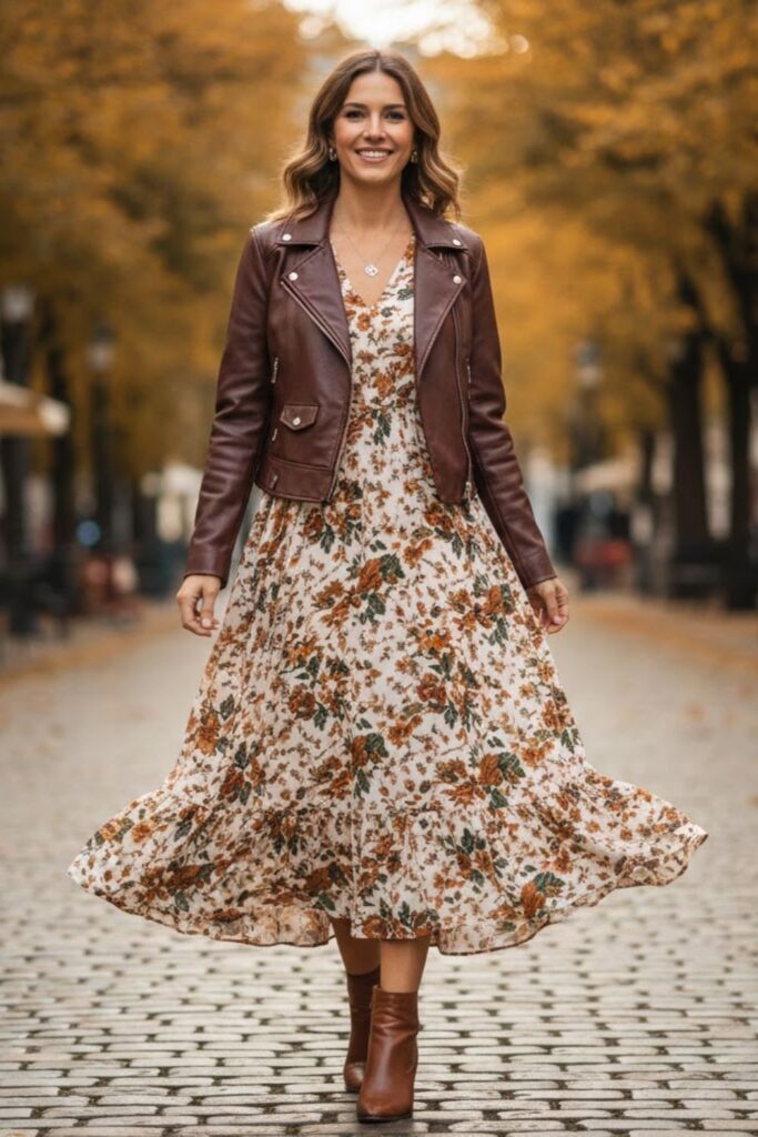 Midi Dress with Ankle Boots