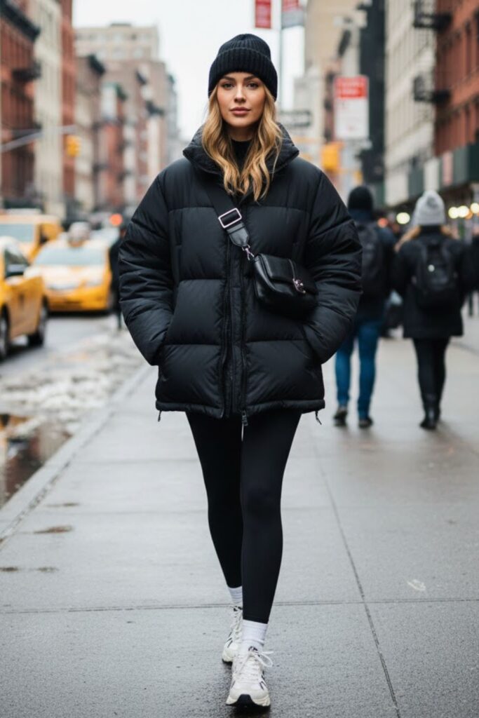 Oversized Puffer Jacket with Leggings