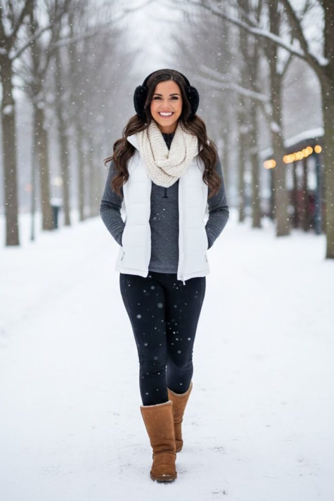 Puffer Vest with Thermal Top and Uggs