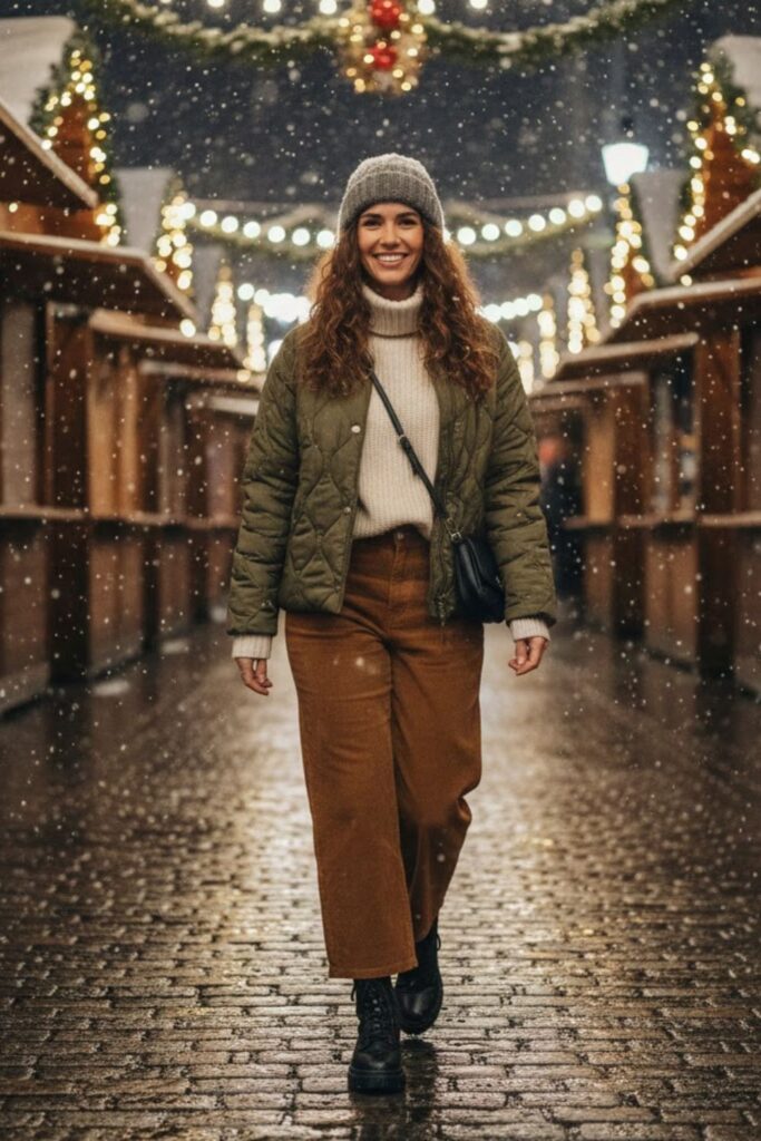  Quilted Jacket with Corduroy Pants