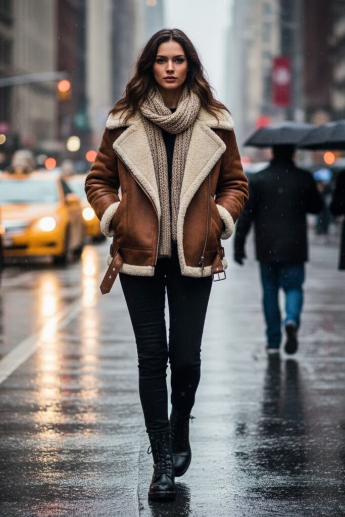 Shearling Jacket with Black Jeans