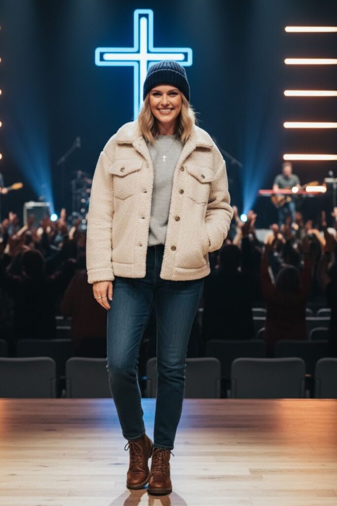 Sherpa Jacket and Beanie