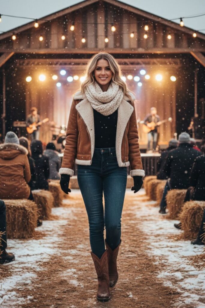 Sherpa Jacket with Skinny Jeans